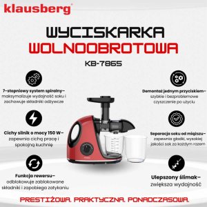 SOKOWIRÓWKA WYCISKARKA WOLNOOBROTOWA KLAUSBERG KB-7865 3