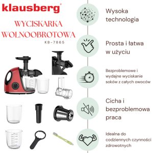 SOKOWIRÓWKA WYCISKARKA WOLNOOBROTOWA KLAUSBERG KB-7865 4