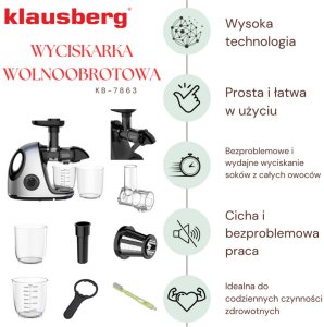 SOKOWIRÓWKA WYCISKARKA WOLNOOBROTOWA KLAUSBERG KB-7863 6