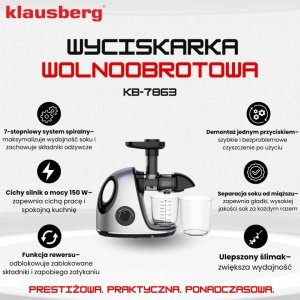 SOKOWIRÓWKA WYCISKARKA WOLNOOBROTOWA KLAUSBERG KB-7863 7