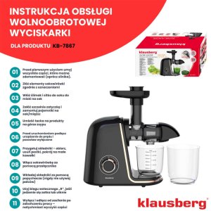 SOKOWIRÓWKA WYCISKARKA WOLNOOBROTOWA KLAUSBERG KB-7867 11