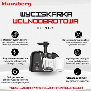 SOKOWIRÓWKA WYCISKARKA WOLNOOBROTOWA KLAUSBERG KB-7867 3