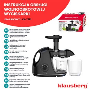 SOKOWIRÓWKA WYCISKARKA WOLNOOBROTOWA KLAUSBERG KB-7861 13