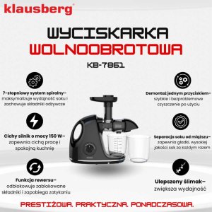 SOKOWIRÓWKA WYCISKARKA WOLNOOBROTOWA KLAUSBERG KB-7861 3