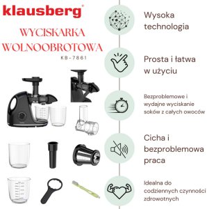 SOKOWIRÓWKA WYCISKARKA WOLNOOBROTOWA KLAUSBERG KB-7861 4