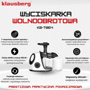 SOKOWIRÓWKA WYCISKARKA WOLNOOBROTOWA KLAUSBERG KB-7864 4