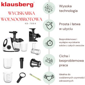 SOKOWIRÓWKA WYCISKARKA WOLNOOBROTOWA KLAUSBERG KB-7864 8