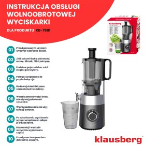 SOKOWIRÓWKA WYCISKARKA WOLNOOBROTOWA PIONOWA KLAUSBERG KB-7881 11