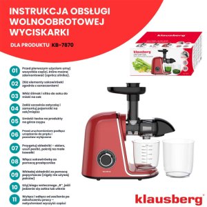 SOKOWIRÓWKA WYCISKARKA WOLNOOBROTOWA KLAUSBERG KB-7870 12