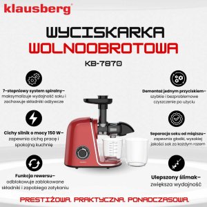 SOKOWIRÓWKA WYCISKARKA WOLNOOBROTOWA KLAUSBERG KB-7870 3