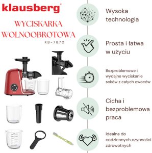 SOKOWIRÓWKA WYCISKARKA WOLNOOBROTOWA KLAUSBERG KB-7870 8