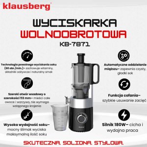 SOKOWIRÓWKA WYCISKARKA WOLNOOBROTOWA PIONOWA KLAUSBERG KB-7871 3
