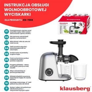 SOKOWIRÓWKA WYCISKARKA WOLNOOBROTOWA KLAUSBERG KB-7868 11
