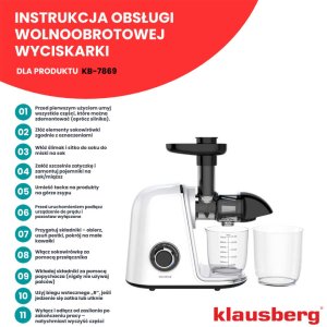 SOKOWIRÓWKA WYCISKARKA WOLNOOBROTOWA KLAUSBERG KB-7869 11