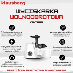 SOKOWIRÓWKA WYCISKARKA WOLNOOBROTOWA KLAUSBERG KB-7869 3