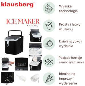 AUTOMATYCZNA KOSTKARKA DO LODU 1,2L 100W KLAUSBERG KB-7882 5