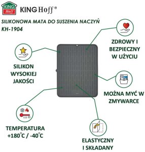 KingHoff MATA PODKŁADKA SILIKONOWA OCIEKACZ DO NACZYŃ 42x33cm KINGHOFF KH-1904 3