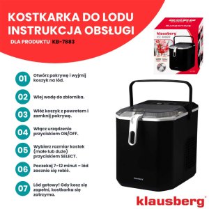 AUTOMATYCZNA KOSTKARKA DO LODU 1,2L 100W KLAUSBERG KB-7883 16
