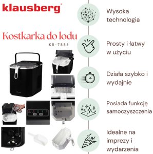 AUTOMATYCZNA KOSTKARKA DO LODU 1,2L 100W KLAUSBERG KB-7883 6