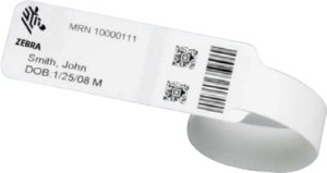 Wristband, Synthetic, 1x7.9375in (25.4x201.6mm); DT, Lam 65843RM / 66213RM, Coated, 1in (25.4mm) core, 263/roll, 6/box, Plain 1