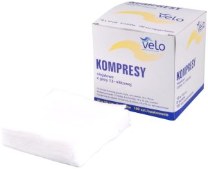 VELO 7,5  7,5 cm Kompres gazowy niesterylny, bawełniany, 100 szt. 1