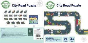 WOOPIE GREEN Droga Puzzle dla Dzieci Autostrada Makieta 21 el. Certyfikat FSC 14