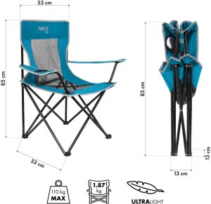 NC3302 KRZESŁO TURYSTYCZNE NIEBIESKO-SZARY NILS CAMP 3
