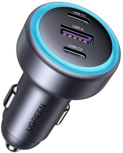 Ładowarka samochodowa UGREEN EC307, USB + 2X USB-C, 30W (czarna) 1