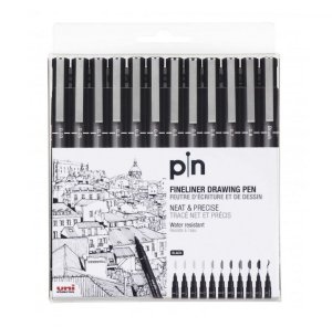 Uni pin 12 stk etui black 1