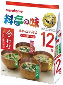 Ryotei No Aji Instant Miso, 4 smaki wakame tofu cebulka (12 x 18g) 216g - Marukome 1