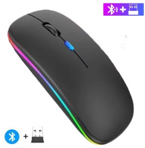 MYSZKA BEZPRZEWODOWA SLIM LED ŁADOWANA RGB Bluetooth+USB 2.4Ghz AKUMULATOR 1