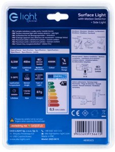 E-LIGHT LUMINAIRE MOUNTED 0.5W 40LM 4000K 3XAAA 9