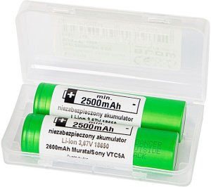 85-616# Akumulator 18650 li-ion 2szt 2600mah 3,6v sony/murata 1