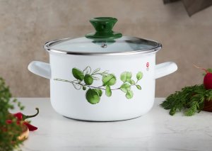 Garnek emaliowany z pokrywką Eukaliptus 5 L EMALIA OLKUSZ 2