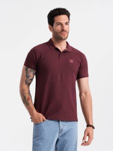 Męska jednokolorowa koszulka polo BASIC z dzianiny pique - bordowa V10 OM-POBS-0100 XXL 1