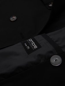 Elegancki płaszcz męski trencz SLIM FIT z paskiem  czarny V2 OM-COSC-0126 XL 8