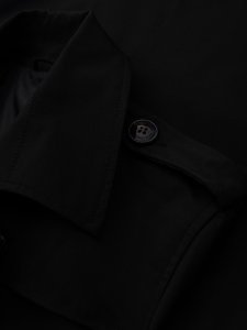 Elegancki płaszcz męski trencz SLIM FIT z paskiem  czarny V2 OM-COSC-0126 XL 9