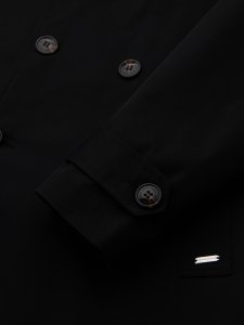 Elegancki płaszcz męski trencz SLIM FIT z paskiem  czarny V2 OM-COSC-0126 XL 10