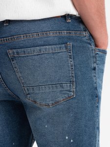 Krótkie męskie spodenki jeansowe z przetarciami i podwiniętą nogawką  niebieskie V2 OM-SRDS-0186 M 6