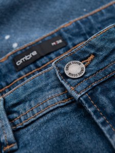 Krótkie męskie spodenki jeansowe z przetarciami i podwiniętą nogawką  niebieskie V2 OM-SRDS-0186 M 8