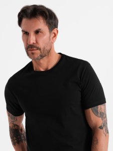Klasyczny T-shirt męski bawełniany BASIC - czarny V1 OM-TSBS-0236 M 1