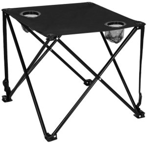 Zestaw kempingowy stolik i 2 krzesła, składane meble turystyczne czarno-beżowy UNIWERSALNY 10