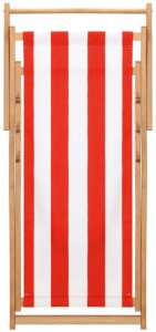 Leżak drewniany ogrodowy z 3-stopniową regulacją składany plażowy pasy biało-czerwone UNIWERSALNY 13