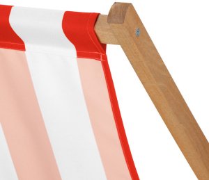 Leżak drewniany ogrodowy z 3-stopniową regulacją składany plażowy pasy biało-czerwone UNIWERSALNY 17