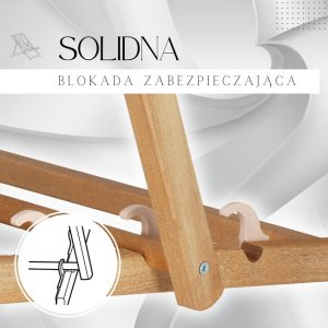 Leżak drewniany ogrodowy z 3-stopniową regulacją składany plażowy pasy biało-czerwone UNIWERSALNY 3