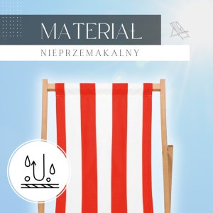 Leżak drewniany ogrodowy z 3-stopniową regulacją składany plażowy pasy biało-czerwone UNIWERSALNY 4