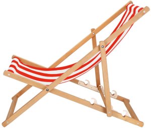 Leżak drewniany ogrodowy z 3-stopniową regulacją składany plażowy pasy biało-czerwone UNIWERSALNY 7