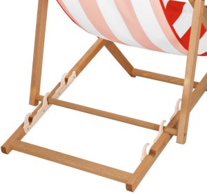 Leżak drewniany ogrodowy z 3-stopniową regulacją składany plażowy pasy biało-czerwone UNIWERSALNY 8