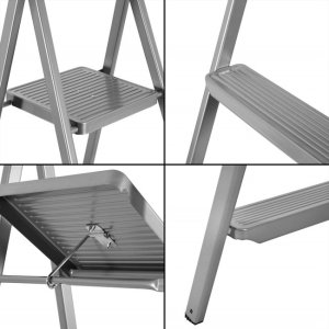 Drabina stalowa składana 4-stopniowa wys. 146 cm antypoślizgowa do 150 kg domowa UNIWERSALNY 13