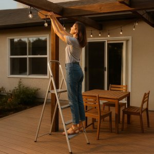 Drabina stalowa składana 4-stopniowa wys. 146 cm antypoślizgowa do 150 kg domowa UNIWERSALNY 15
